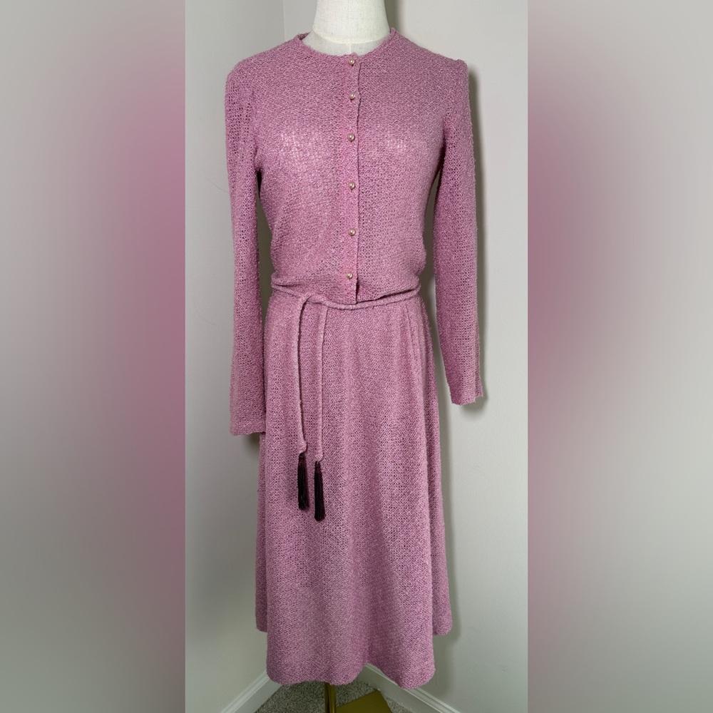 VINTAGE 1970s CALIFORNIA GIRL open knit midi DRESS